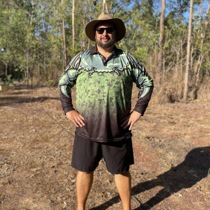 "Gulf Mud Crabbers" Fishing Shirt (Green) - Image 2