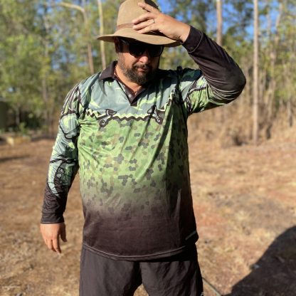 "Gulf Mud Crabbers" Fishing Shirt (Green) - Image 5