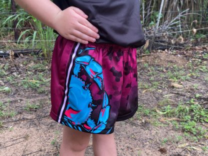 "Gulf Mud Crabbers" Footy Shorts (Pink/Blue) - Image 8