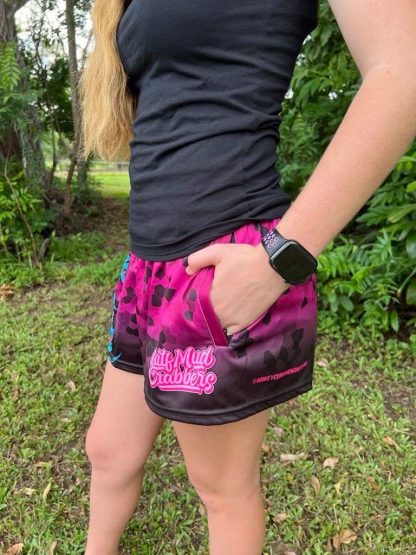 "Gulf Mud Crabbers" Footy Shorts (Pink/Blue) - Image 6