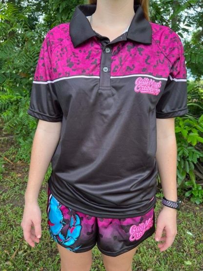 "Gulf Mud Crabbers" Polo (Pink - Short Sleeve) - Image 2