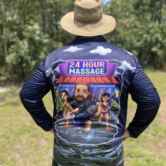 "24 Hour Massage" Fishing Shirt (The Mad Mullet)