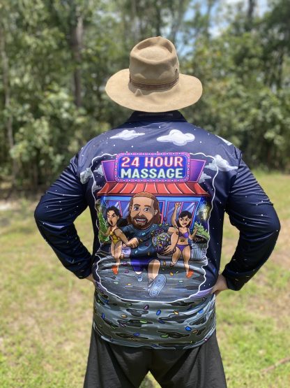 "24 Hour Massage" Fishing Shirt (The Mad Mullet)