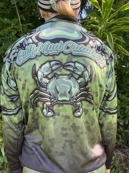 "Gulf Mud Crabbers" Fishing Shirt (Green) - Image 13