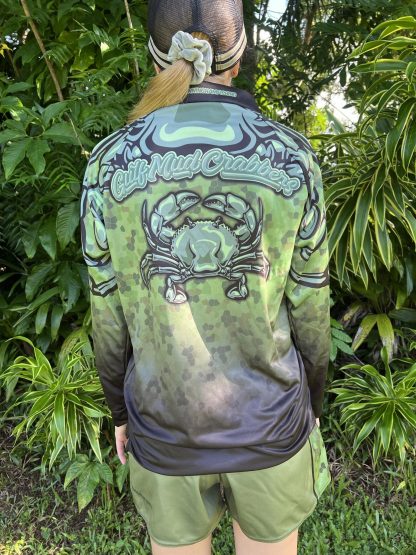 "Gulf Mud Crabbers" Fishing Shirt (Green) - Image 11
