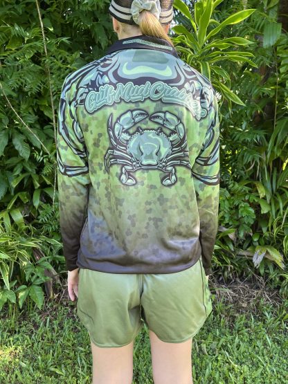 "Gulf Mud Crabbers" Fishing Shirt (Green) - Image 10