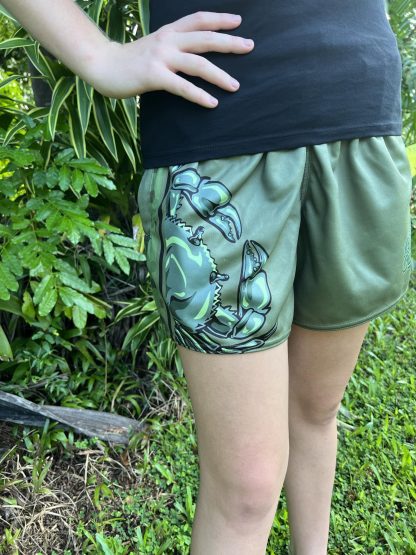 "Gulf Mud Crabbers" Footy Shorts (Green) - Image 5